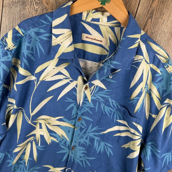 Tommy Bahama Other - Tommy Bahama Silk Hawaiian Shirt Blue Bamboo Print Men Size XL